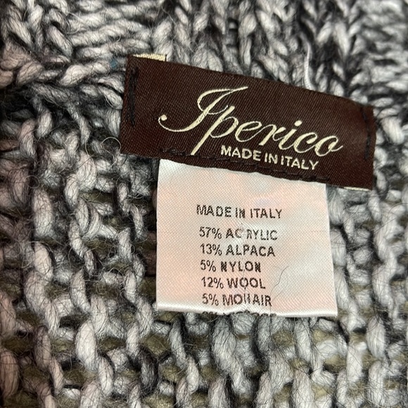 Iperico Alpaca Wool Blend Knit Sweater Shawl - Picture 2 of 12